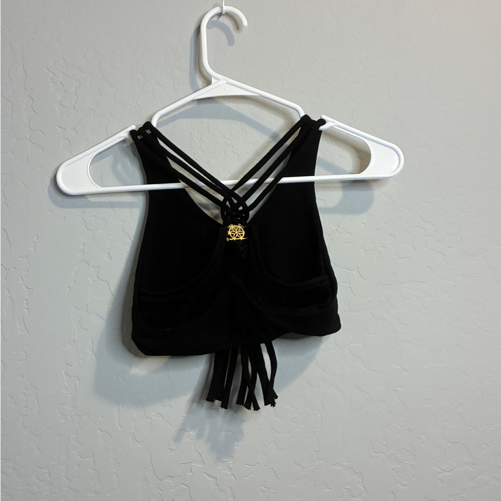Black Strappy Women's Cropped Halter EDM Coachella Style Top